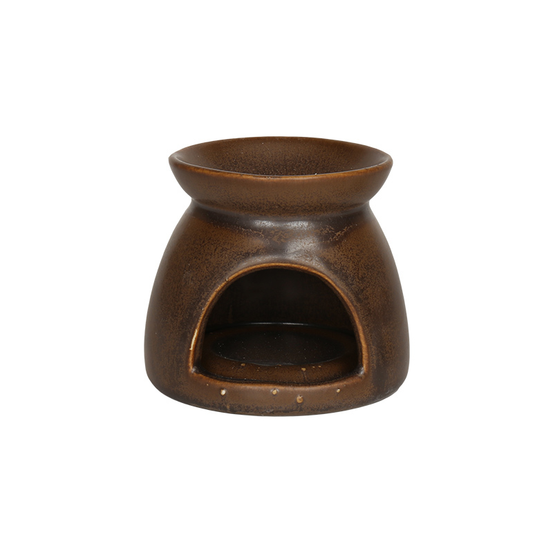 Wholesale Dark Brown Matte Ceramic Wax Melt Burner & Candlestick Holder Gift Set