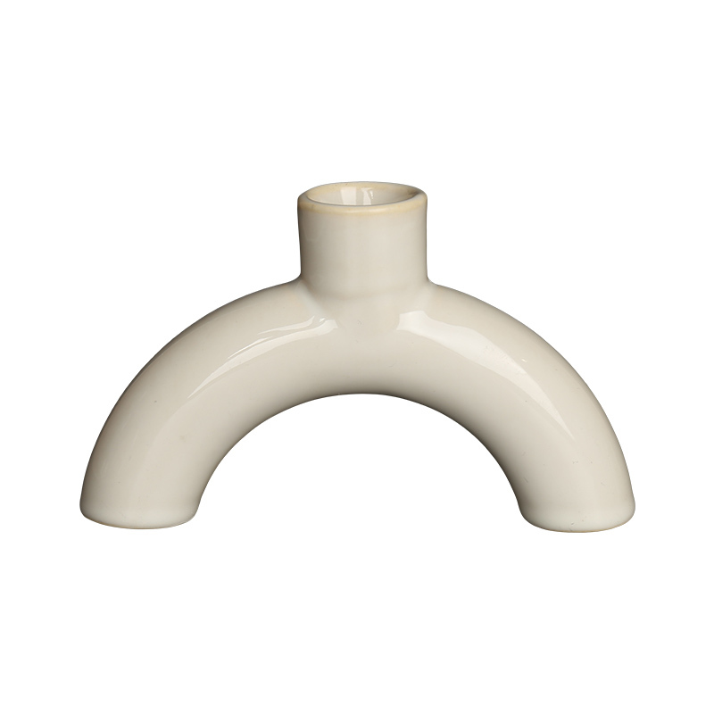Wholesale Cream White Glossy Ceramic Wax Melt Burner & Candlestick Holder Gift Set