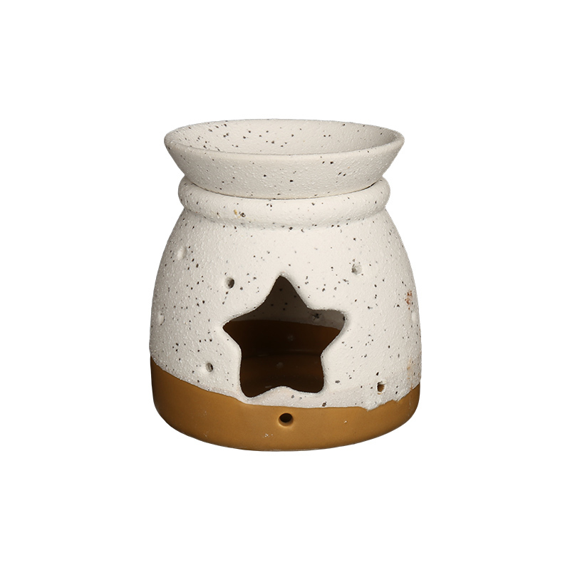 Wholesale Two-Tone Sand Glaze Ceramic Wax Melt Burner & Candlestick Holder Gift Set
