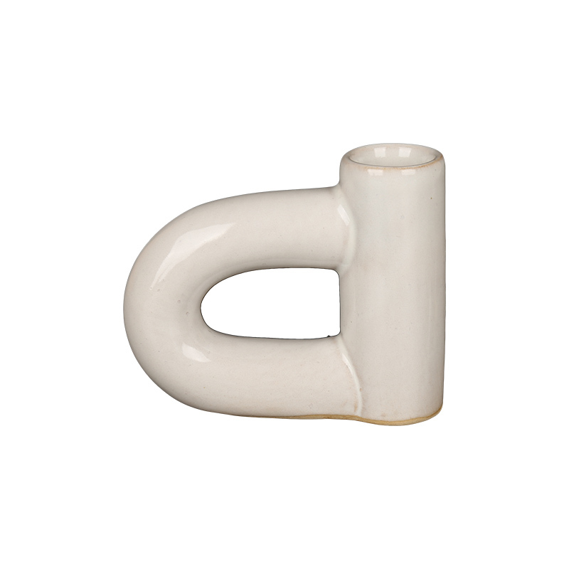 Wholesale Cream White Glossy Ceramic Wax Melt Burner & Candlestick Holder Gift Set