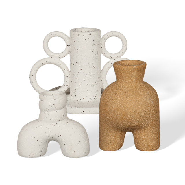 Wholesale Solid Sand Glaze Ceramic Candlestick & Wax Melt Burner, White & Ochre Color
