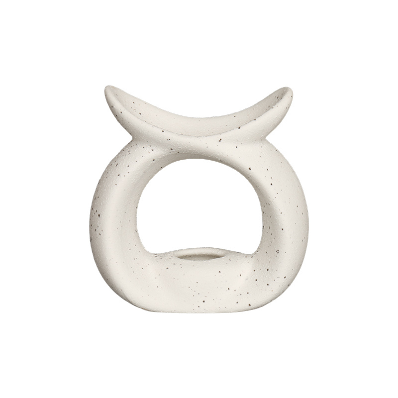 Wholesale Solid Sand Glaze Ceramic Candlestick & Wax Melt Burner, White & Ochre Color