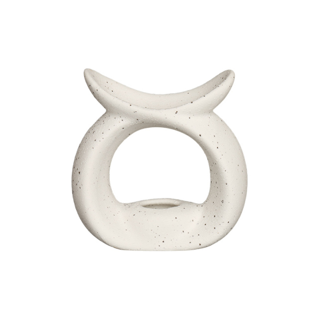 Wholesale Solid Sand Glaze Ceramic Candlestick & Wax Melt Burner, White & Ochre Color