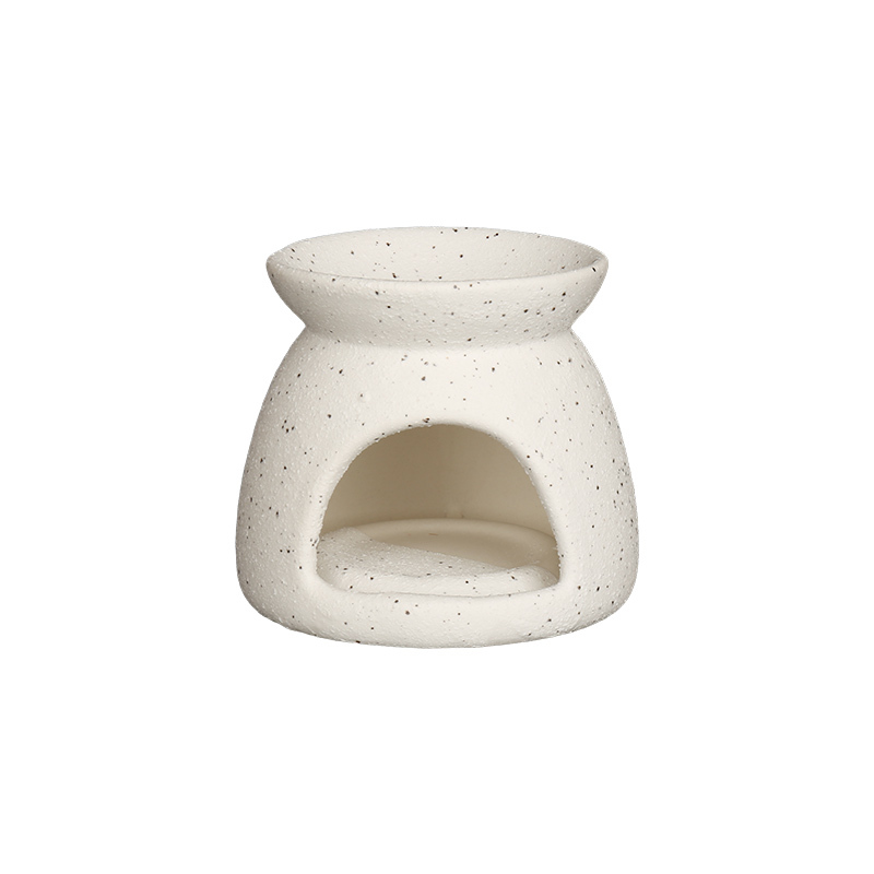 Wholesale Solid Sand Glaze Ceramic Candlestick & Wax Melt Burner, White & Ochre Color