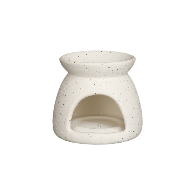 Wholesale Solid Sand Glaze Ceramic Candlestick & Wax Melt Burner, White & Ochre Color