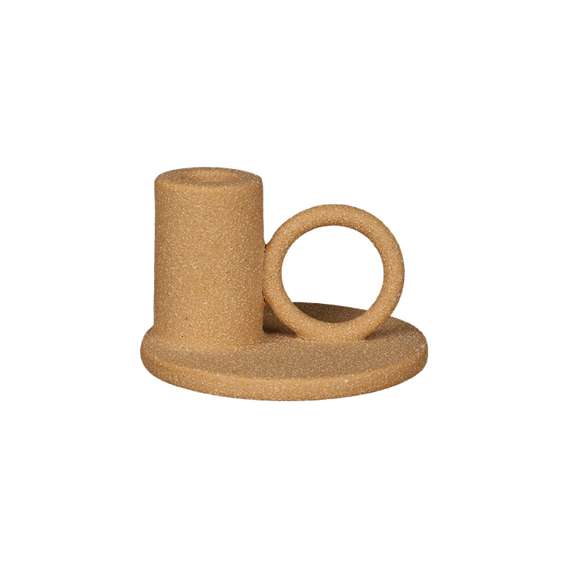 Wholesale Solid Sand Glaze Ceramic Candlestick & Wax Melt Burner, White & Ochre Color