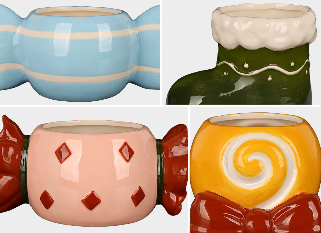 Wholesale Candy & Christmas Boot Shaped Ceramic Candle Jars, Empty Wax Pouring Containers