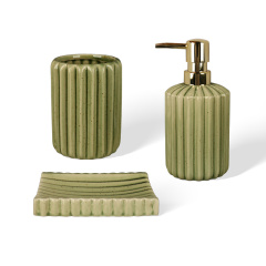 Wholesale Bubble Embossed Ceramic Bathroom Accessories Set, Convex Ball Soap Dispenser, Toothbrush Holder & Soap Dish
