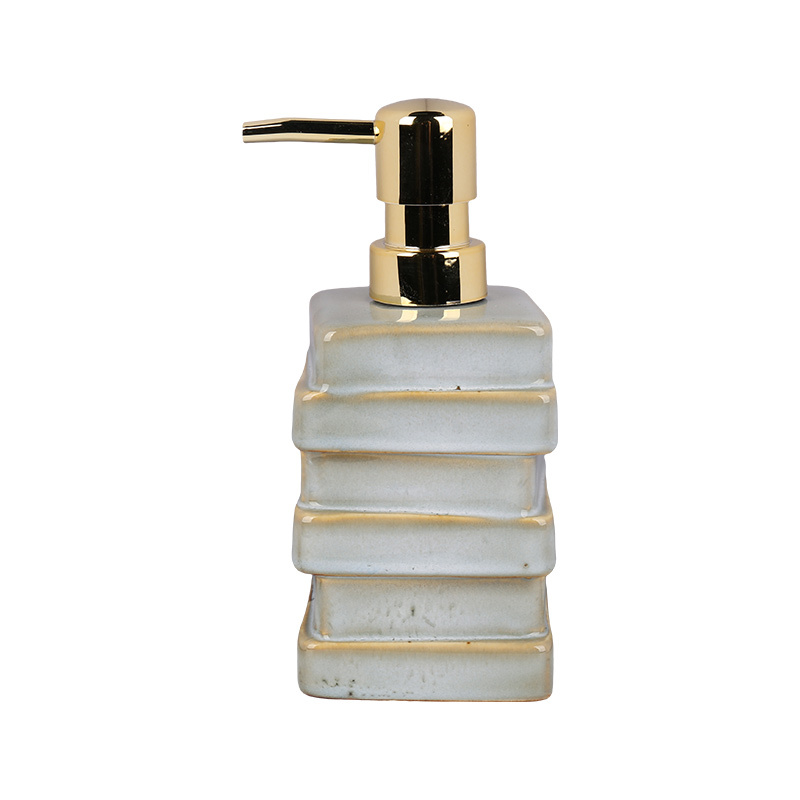 Wholesale Stacked Square Ceramic Bathroom Accessories Set, Stack‑Layer Soap Dispenser, Toothbrush Holder & Soap Dish