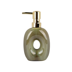 Wholesale Hollow Donut Ceramic Bathroom Accessories Set, U‑Shaped Toothbrush Holder, Soap Dispenser & Soap Dish