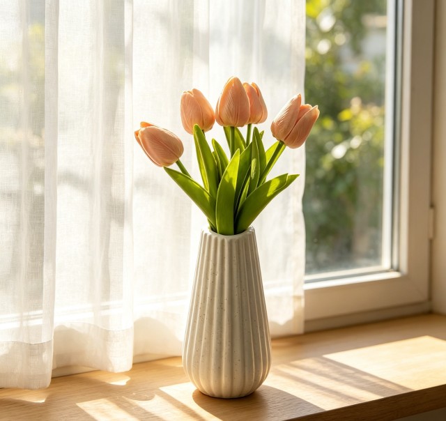 Wholesale White Ribbed Ceramic Vase