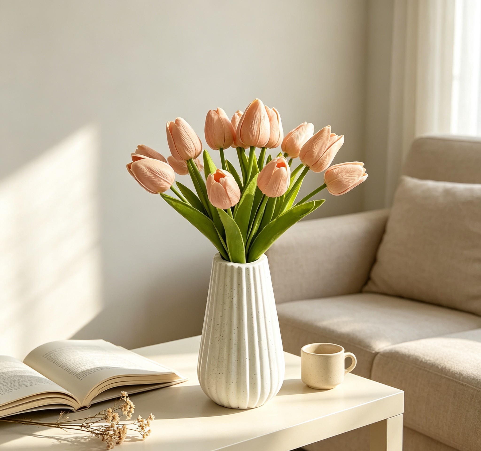 Wholesale White Ribbed Ceramic Vase