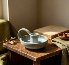 Wholesale Green Handle Ceramic Candle Holder