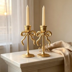 Wholesale Golden Bow Ceramic Taper Candle Holder