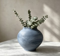 Wholesale Textured Blue Ceramic Vase