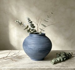 Wholesale Textured Blue Ceramic Vase