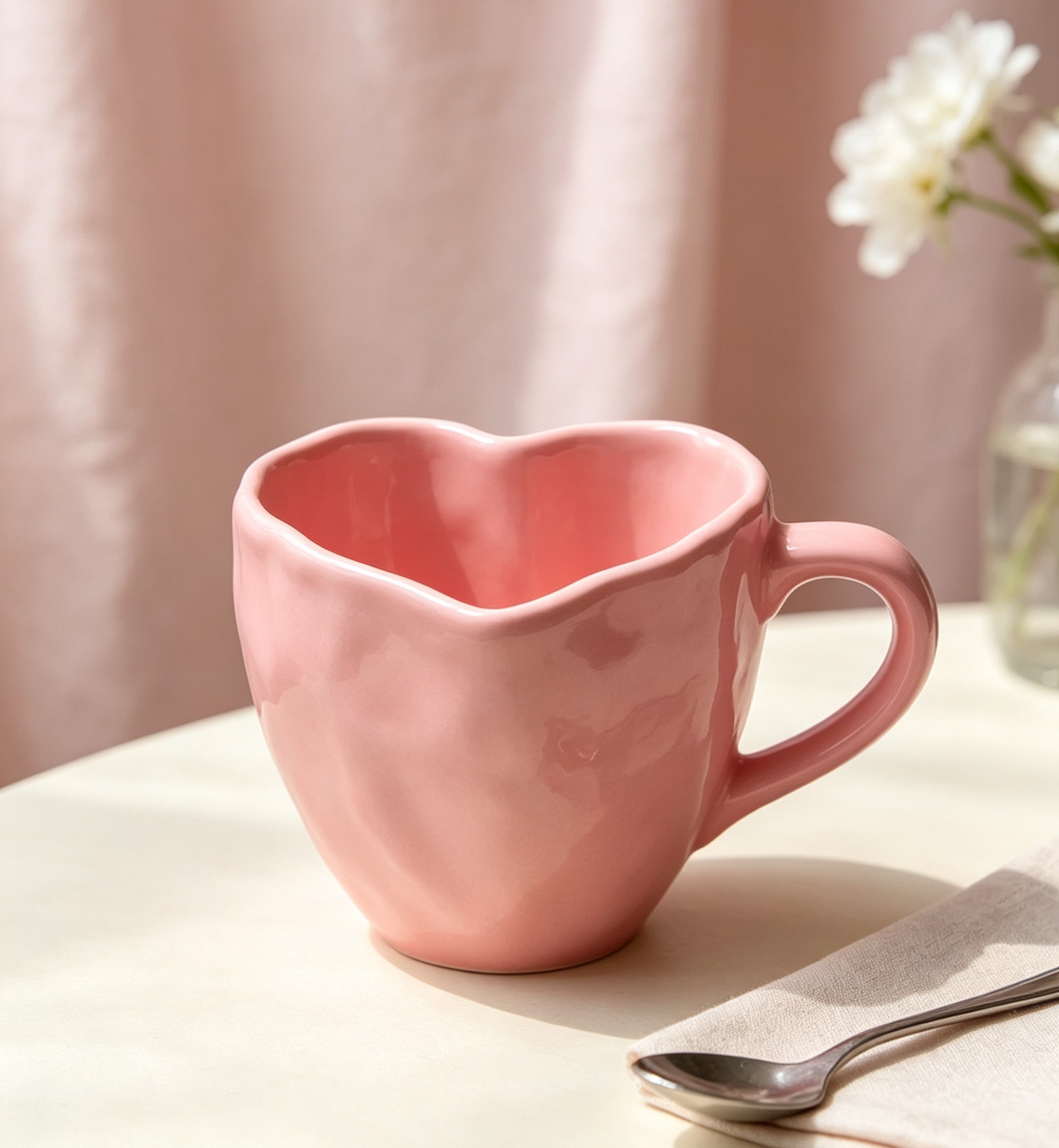 Wholesale Pink Heart Shaped Ceramic Mug
