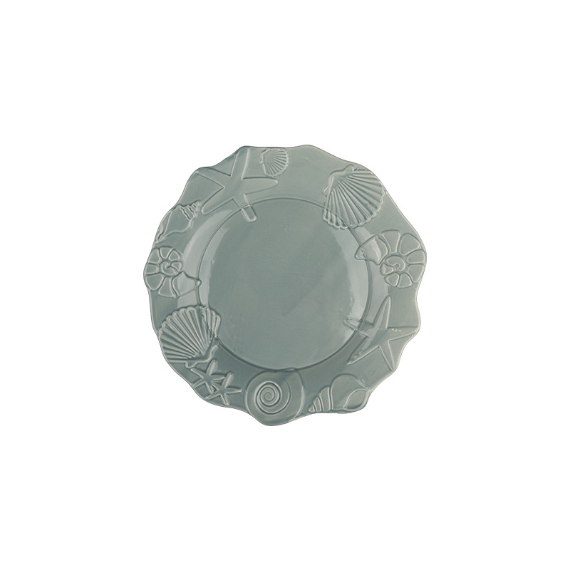 Wholesale Ocean Seashell Embossed Ceramic Tableware Set
