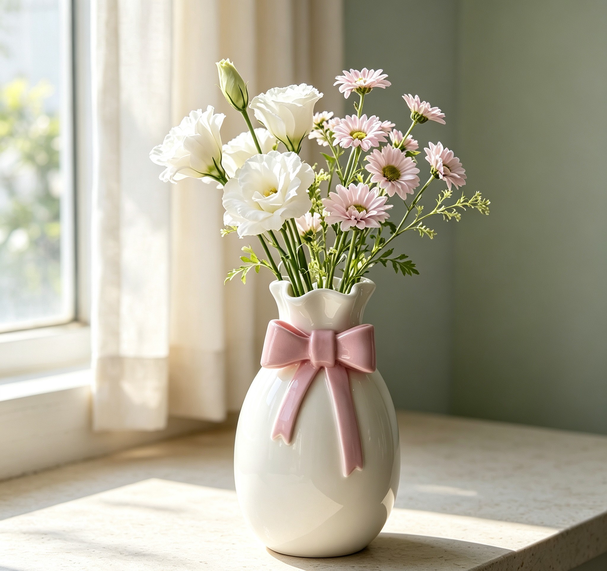 Cute Bowknot Ceramic Vase
