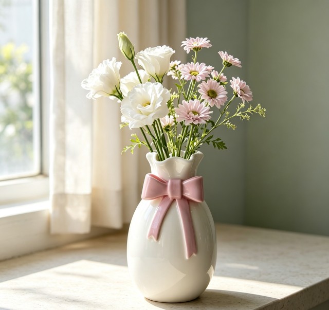 Cute Bowknot Ceramic Vase