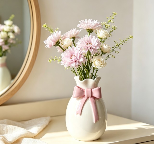 Cute Bowknot Ceramic Vase