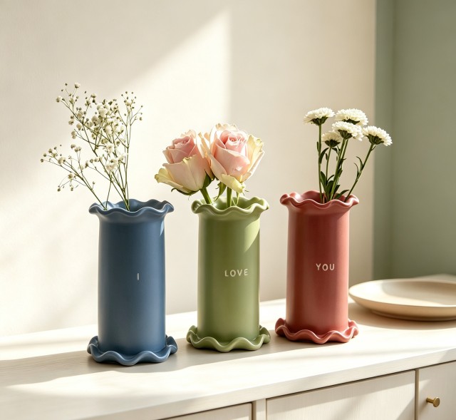 Ruffled Edge Ceramic Vase