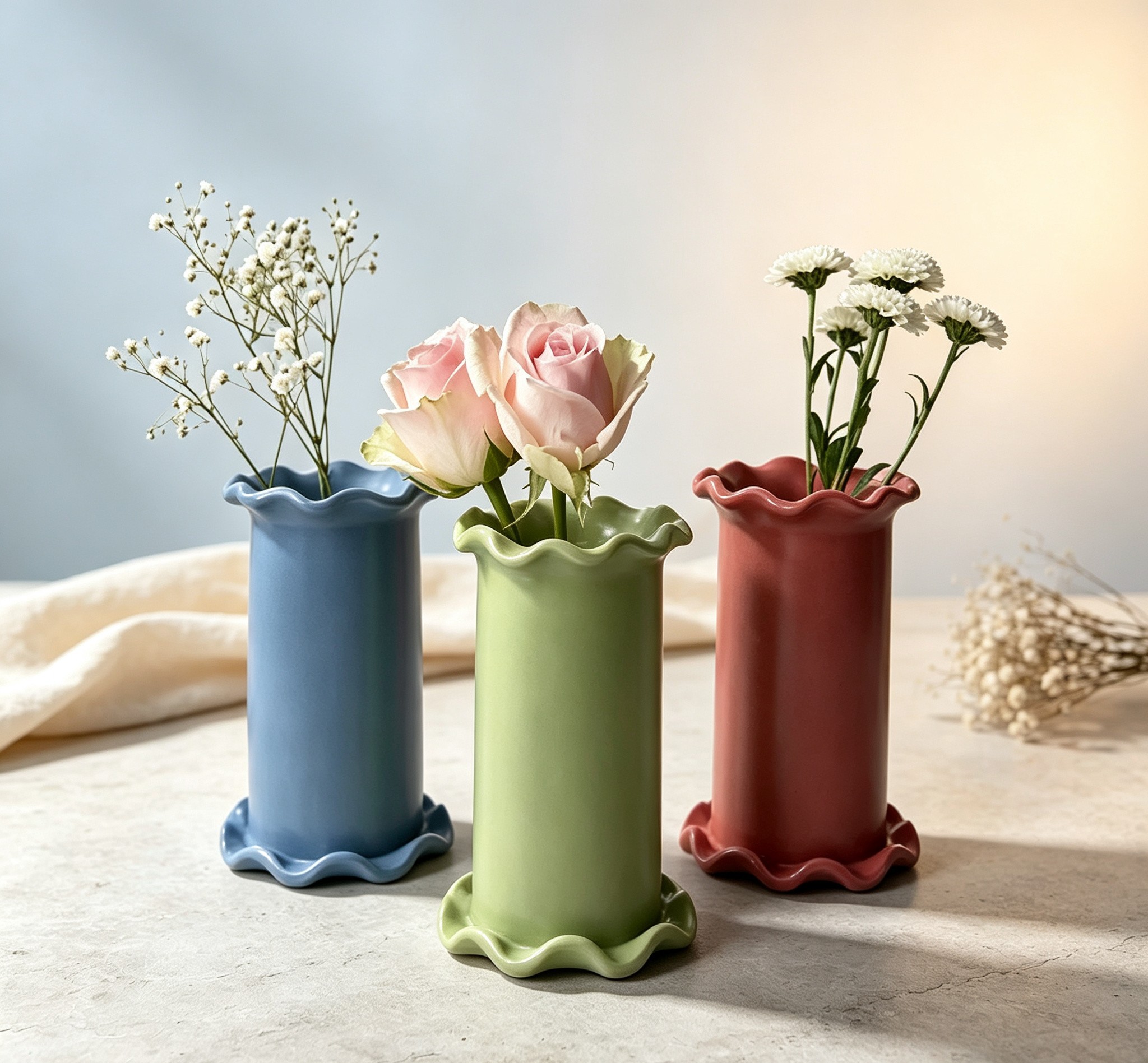 Ruffled Edge Ceramic Vase