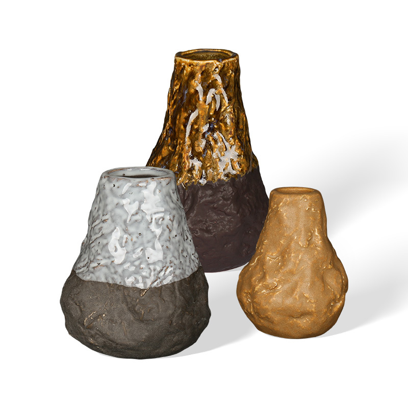 Wholesale Rock Texture Ceramic Reed Diffuser Bottle, Irregular Rugged Aroma Bottle with Glaze Finish for Home Hotel Decor