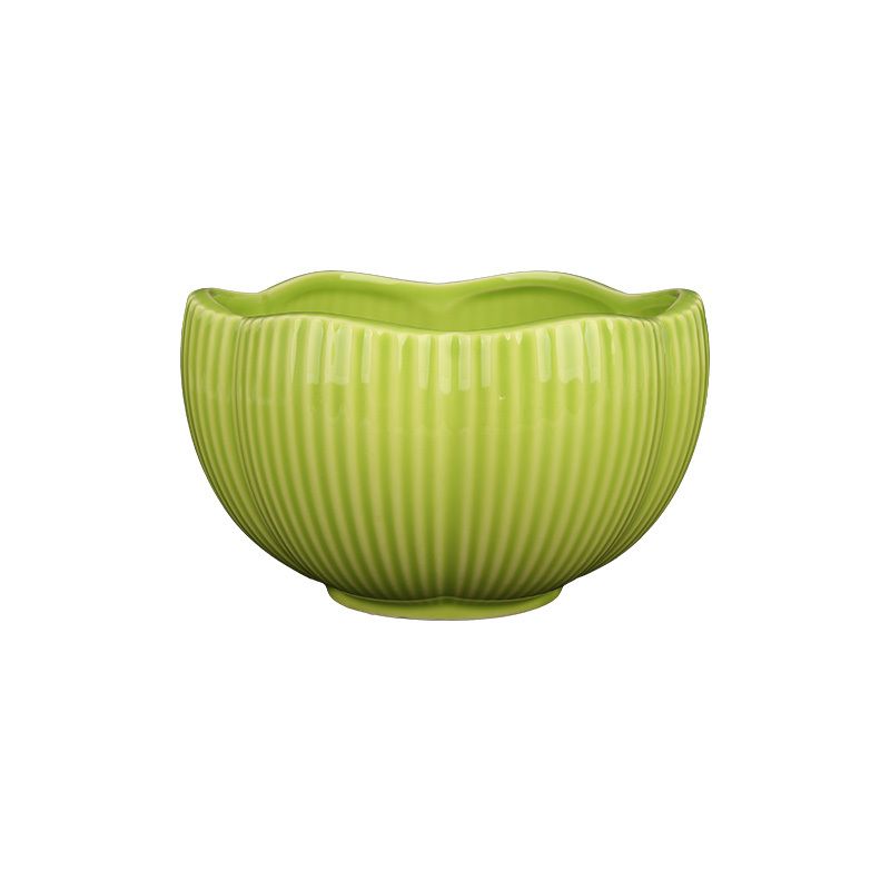 Wholesale Ribbed Petal Ceramic Tableware Set, Scalloped Edge Bowls and Plates with Mugs for Home Hotel Restaurant