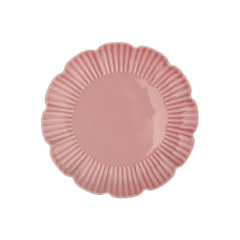 Wholesale Ribbed Petal Ceramic Tableware Set, Scalloped Edge Bowls and Plates with Mugs for Home Hotel Restaurant