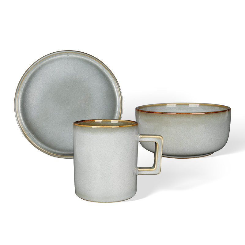 Wholesale Speckled & Checkerboard Ceramic Tableware Set, Modern Minimalist Bowls and Plates Dinnerware for Home Hotel Restaurant