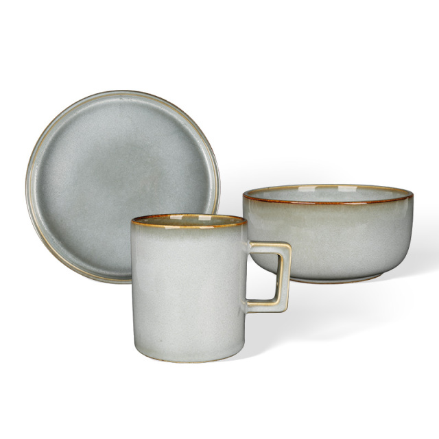 Wholesale Speckled & Checkerboard Ceramic Tableware Set, Modern Minimalist Bowls and Plates Dinnerware for Home Hotel Restaurant