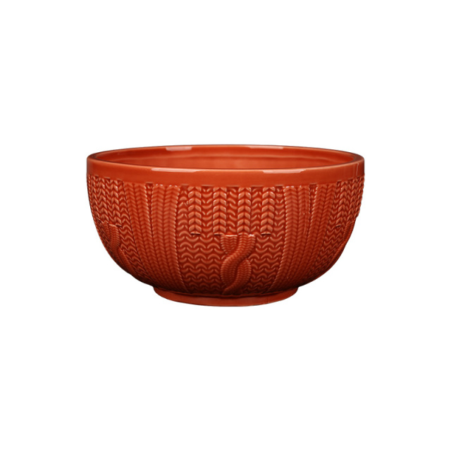 Wholesale Knitted Embossed Ceramic Tableware Set, Cable Knit Pattern Dinnerware with Mugs, Bowls and Plates for Home Hotel Restaurant