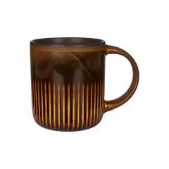 Wholesale Striped Reactive Glaze Ceramic Tableware Set, Ribbed Vintage Dinnerware with Mugs, Bowls and Plates for Home Hotel Restaurant