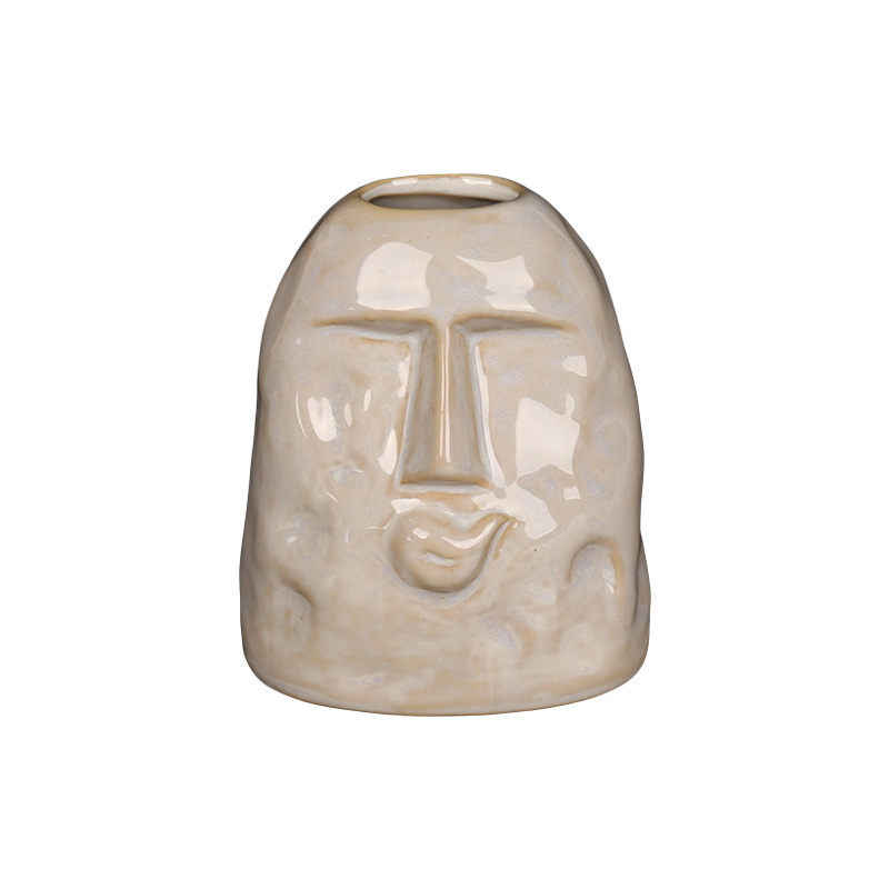 Wholesale Abstract Face Ceramic Reed Diffuser Bottle, Matte Glaze Aroma Bottle with Facial Sculpture Design for Home Hotel Decor