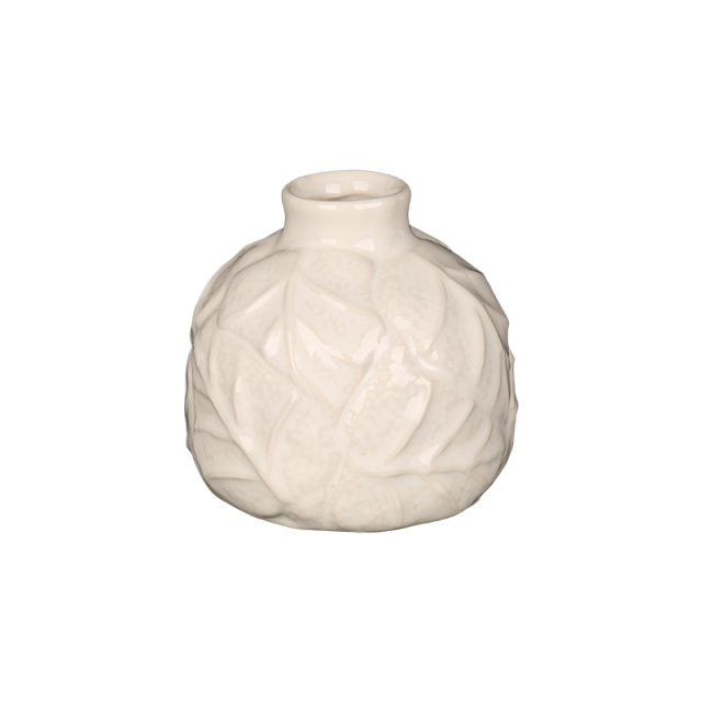 Wholesale Textured Ceramic Reed Diffuser Bottle, Embossed Leaf & Twisted Design Aroma Bottle for Home Fragrance & Hotel Decor