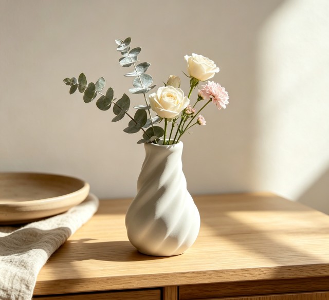 Wholesale Twisted White Ceramic Vase, Modern Minimalist Decorative Vase for Home Hotel Wedding & Dried Flower Arrangement