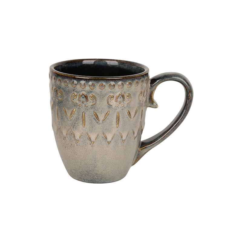 Wholesale Embossed Retro Ceramic Dinnerware Set, Rustic Stoneware Tableware for Restaurant Hotel Bulk Supply