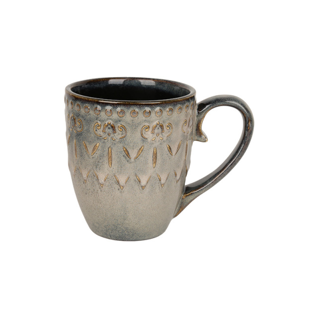 Wholesale Embossed Retro Ceramic Dinnerware Set, Rustic Stoneware Tableware for Restaurant Hotel Bulk Supply