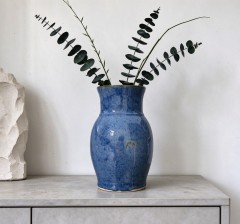 Wholesale Blue Reactive Glaze Ceramic Vase, Hand-Built Tall Vase with Organic Texture for Home Hotel Decor & Flower Arrangement