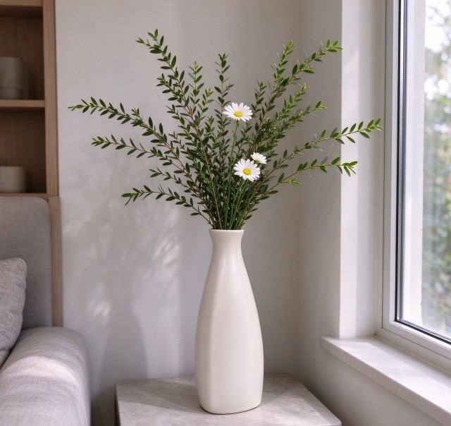 Wholesale White Matte Minimalist Ceramic Vase, Slim Tall Table Vase with Smooth Glaze for Modern Interior Decor