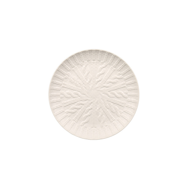 Wholesale Embossed Knitted Texture Ceramic Dinner Plates, Radial Ribbed Glazed Plates for Home Restaurant Hotel Supply