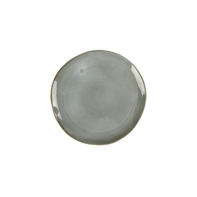Wholesale Hand-Painted Reactive Glaze Ceramic Plates, Rustic Embossed Stoneware Dinner Plates for Salad Pasta Fruit Home Hotel Restaurant