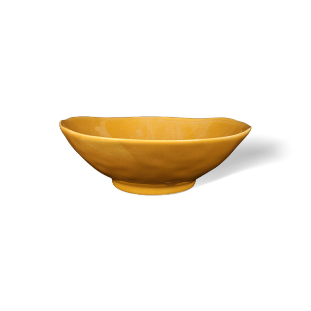 Wholesale Hand-Painted Reactive Glaze Ceramic Bowl, Irregular Rim Stoneware Salad Bowl for Home Hotel Restaurant Supply