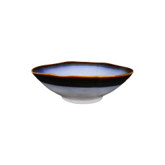 Wholesale Hand-Painted Reactive Glaze Ceramic Bowl, Irregular Rim Stoneware Salad Bowl for Home Hotel Restaurant Supply