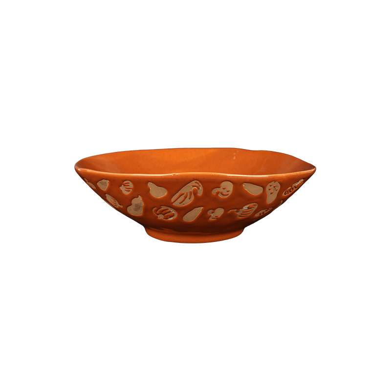 Wholesale Hand-Painted Reactive Glaze Ceramic Bowl, Irregular Rim Stoneware Salad Bowl for Home Hotel Restaurant Supply