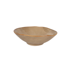 Wholesale Hand-Painted Reactive Glaze Ceramic Bowl, Irregular Rim Stoneware Salad Bowl for Home Hotel Restaurant Supply