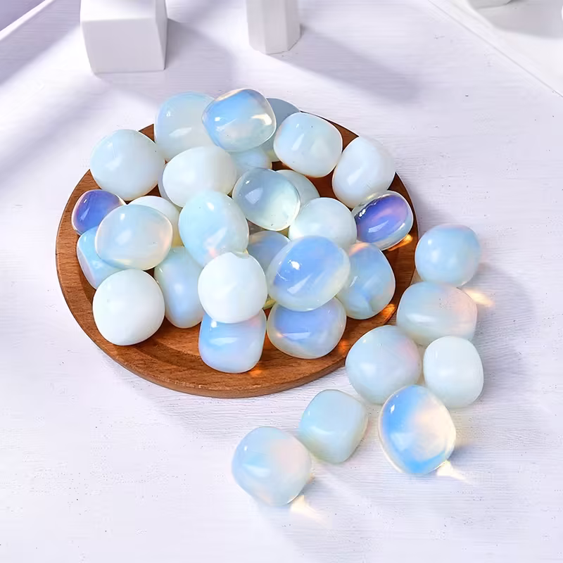 0g/100g Bag White Opal Tumbled Stones