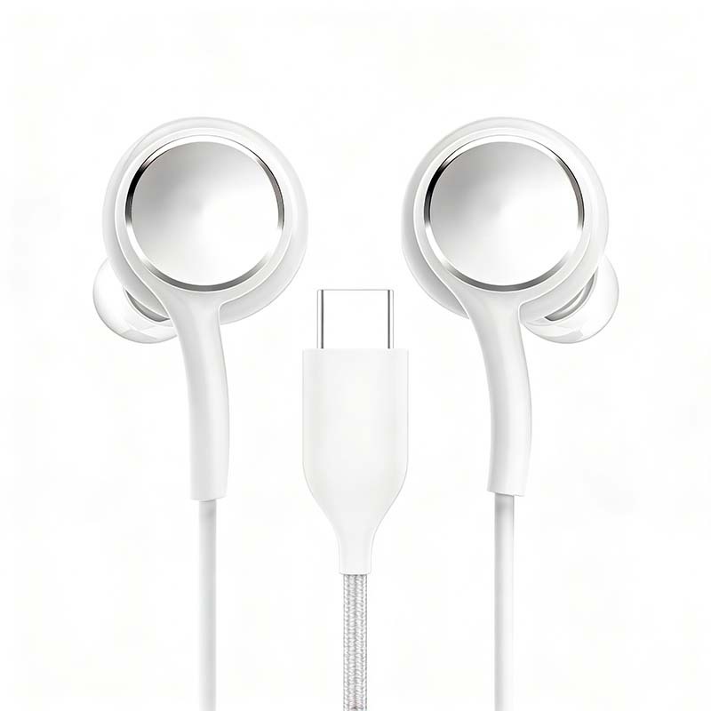 D-Power K6036 USB-C Wired Earphones, In-ear Headset with Mic & Controller, Compatible with Android, Black & White Available