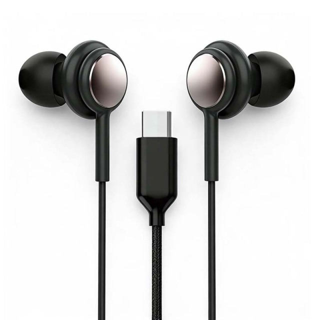 D-Power K6036 USB-C Wired Earphones, In-ear Headset with Mic & Controller, Compatible with Android, Black & White Available